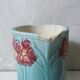 Antique Art Deco turquoise flowered slipware jug vase