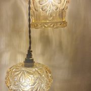 Duo of amber molded glass portable lamps