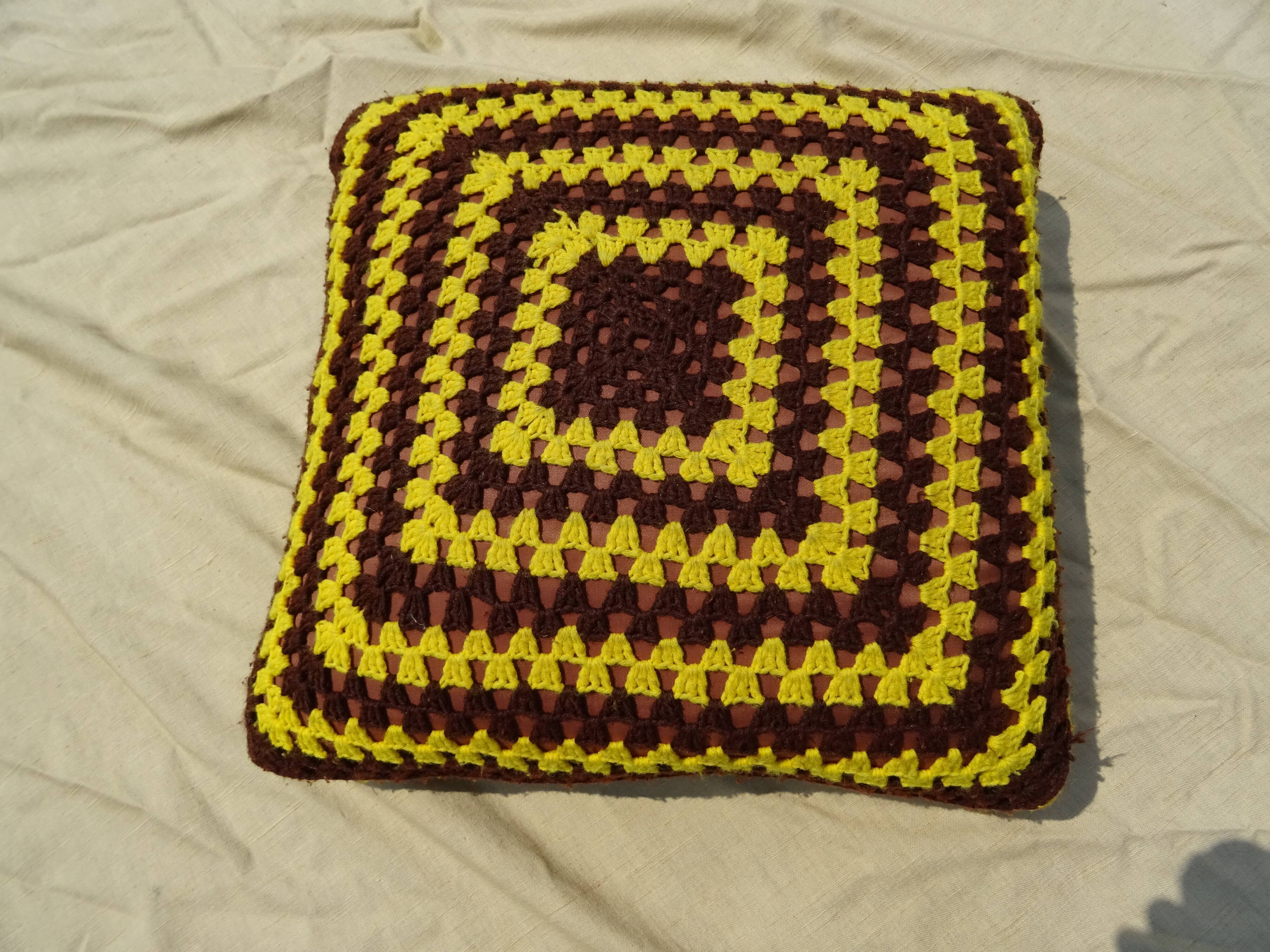 Vintage wool cushion crochet year 60
