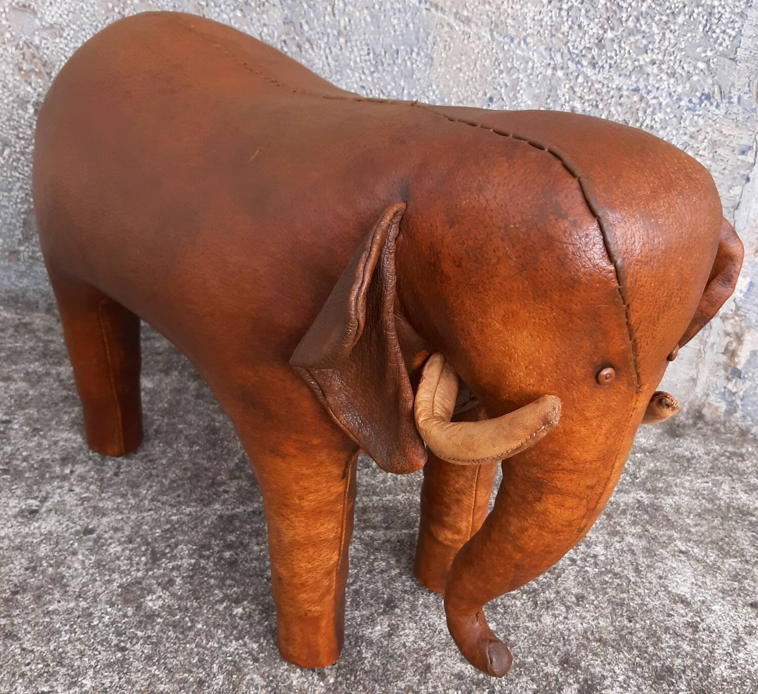 Leather footstool, Dimitri Omersa, 1950s