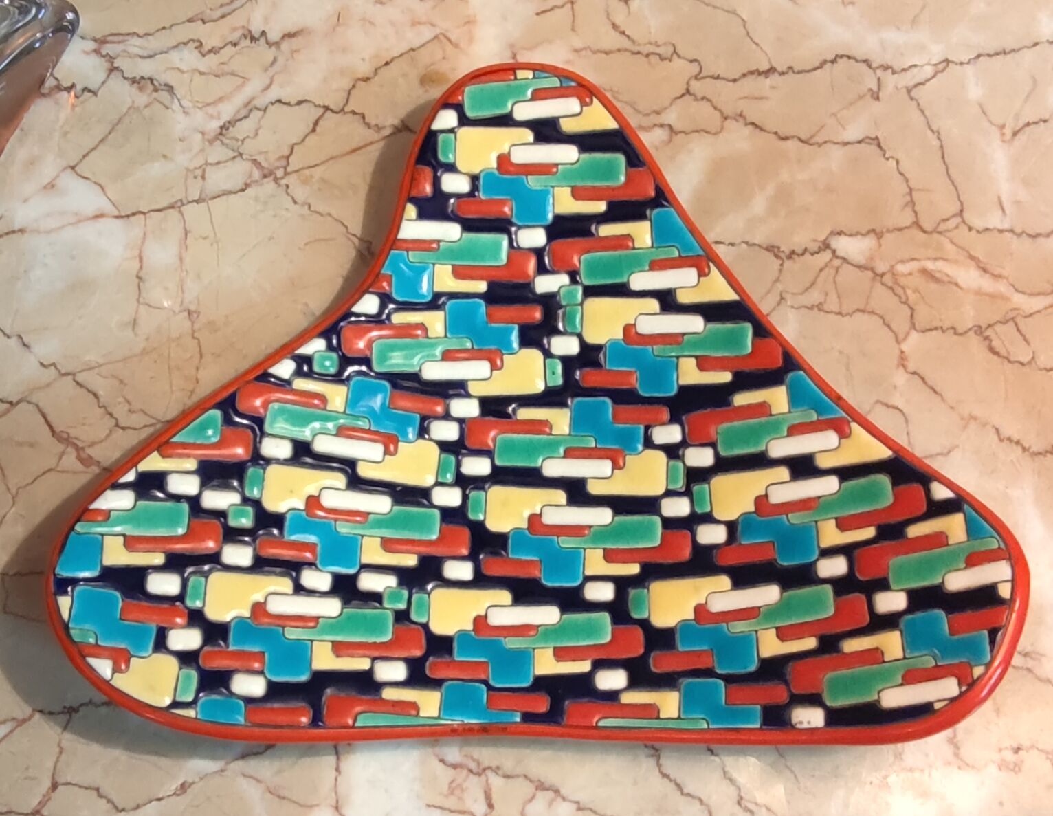 Old empty pocket Longwy mosaic model decoration by Maurice-Paul Chevallier