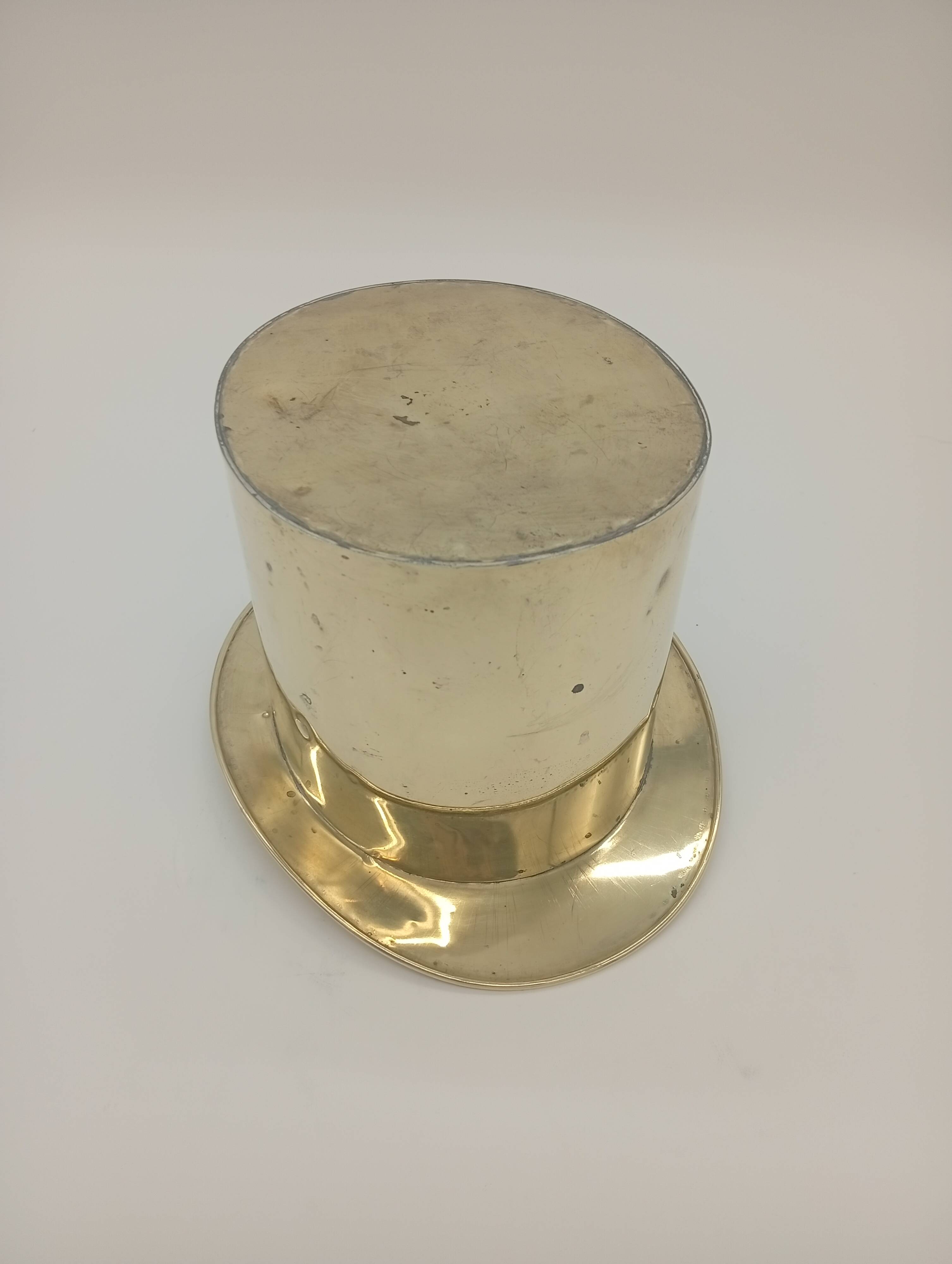 Ice Bucket Champagne Cooler Top Hat Vintage Brass