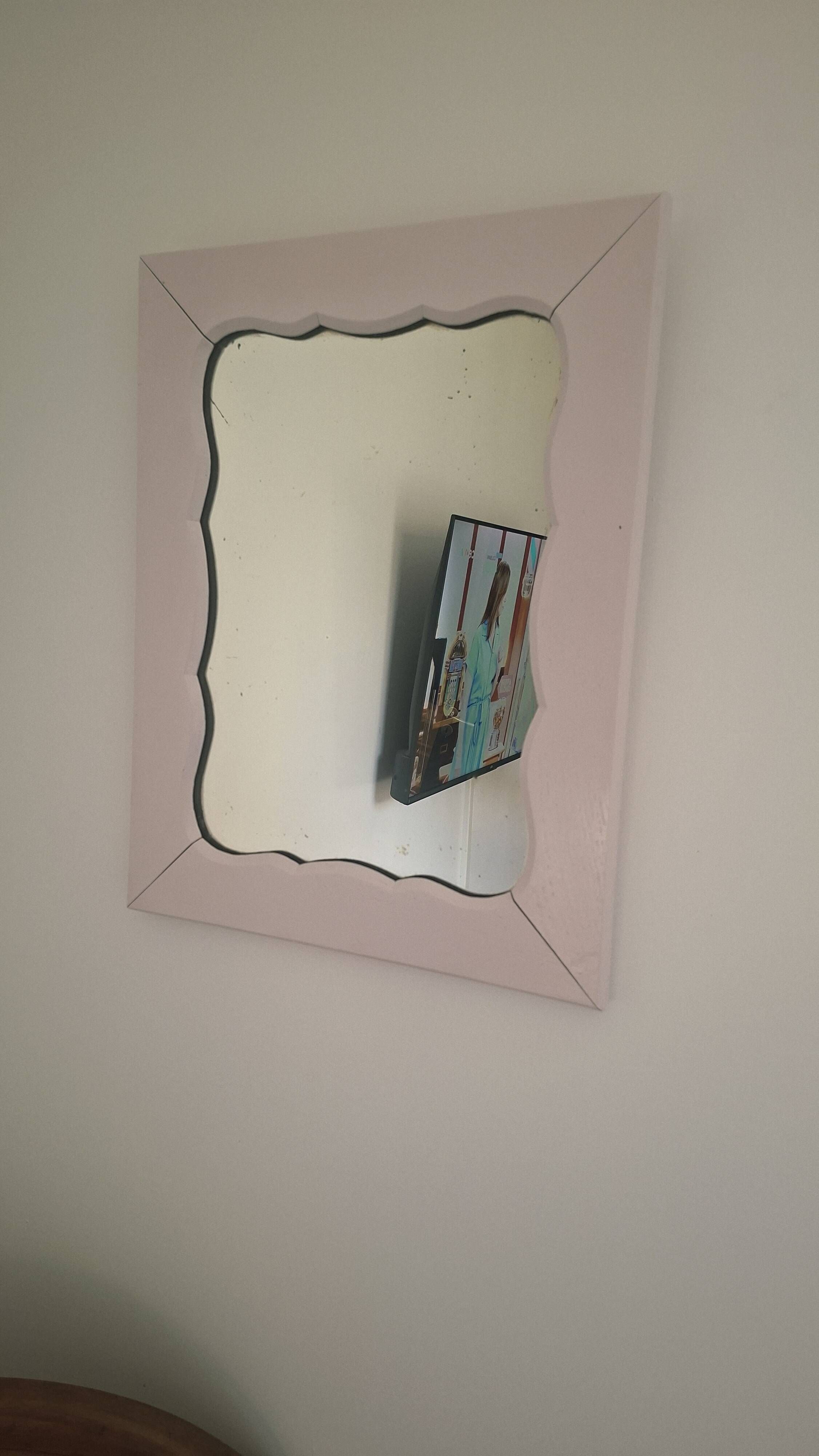 Miroir mural rectangulaire Milieu XX's cadre Rose Poudrée