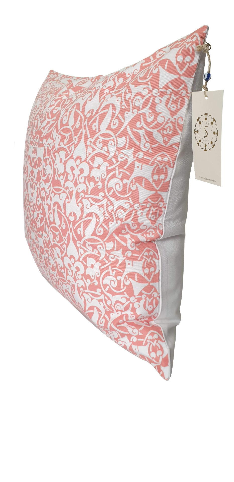 Housse de coussin Etnik blanc, rose vif - 50 x 50