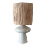 Tadelakt lamp with raffia lampshade