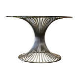 Table à manger 1970 design chrome verre rare