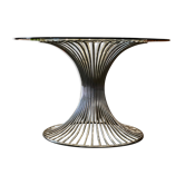 Table dining 1970 rare chrome glass design