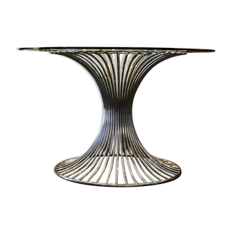 Table dining 1970 rare chrome glass design