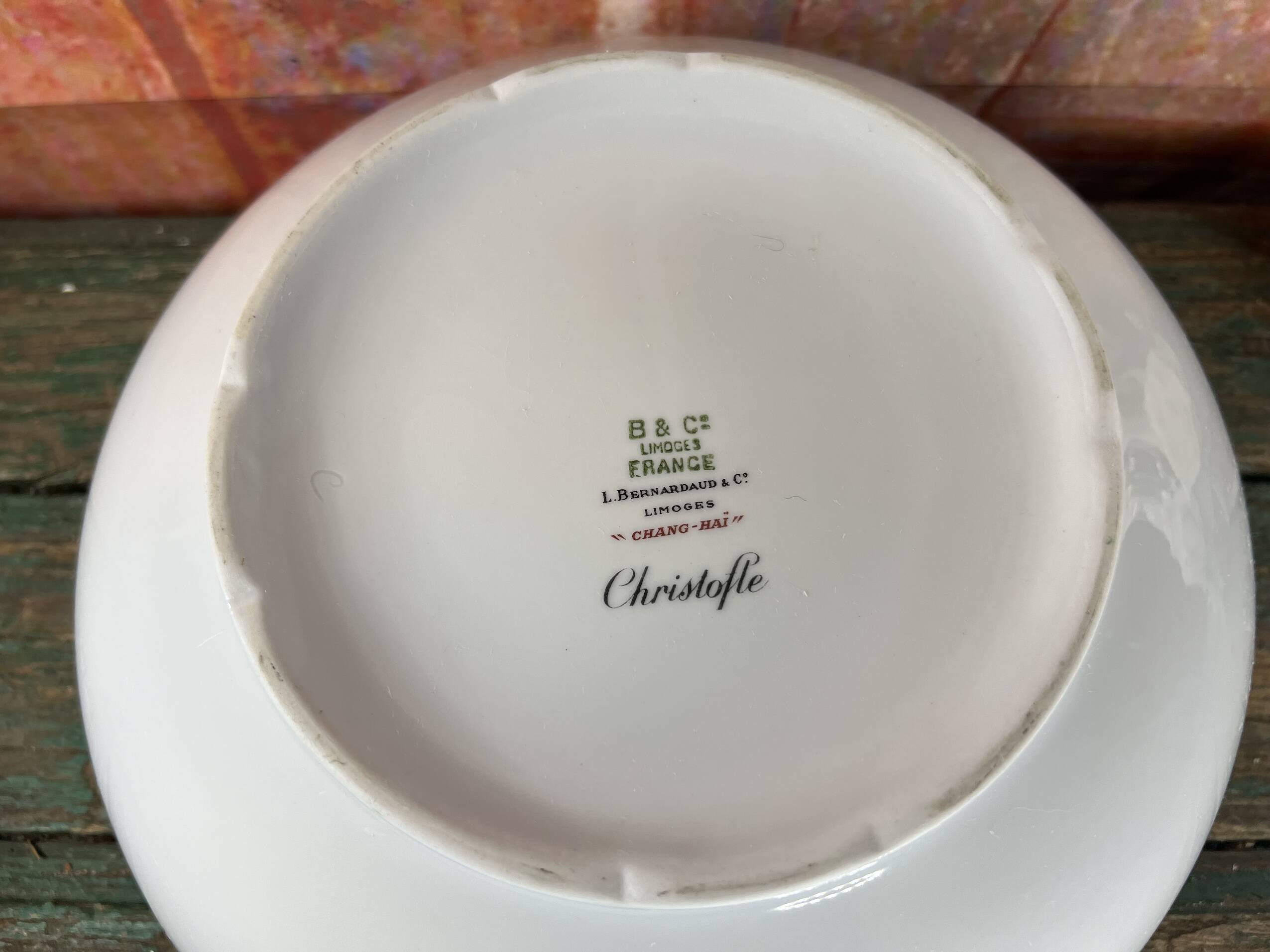 Saladier plat porcelaine Limoges Bernadaud pour Christofle