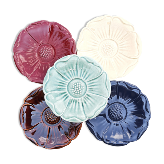 Lot 5 plates shape vintage flower