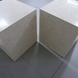 Set of 2 Italian travertine pedestals or side tables 1980’s