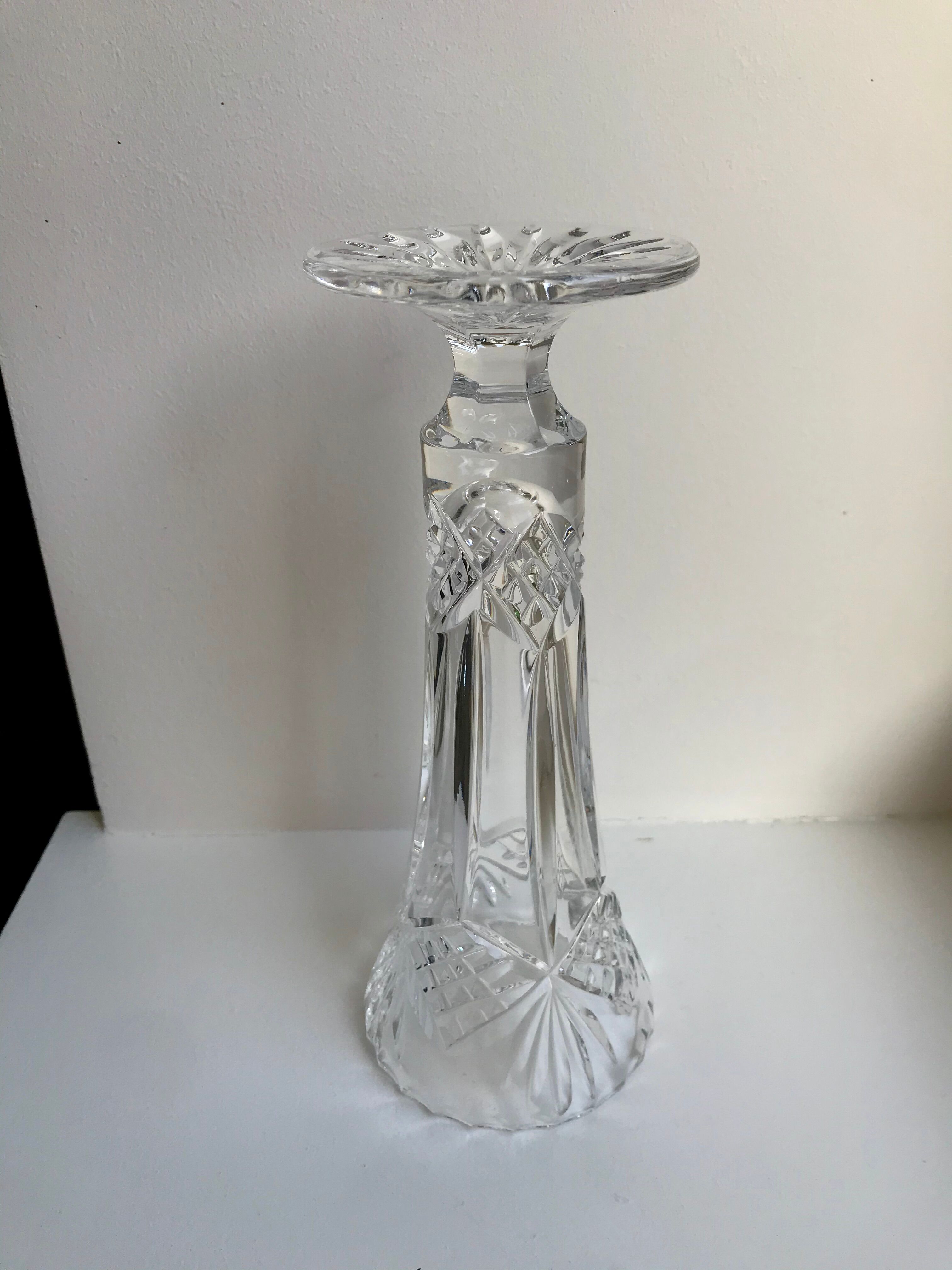 vase on feet in molded crystal glass from the 50s