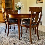 Table extensible et 6 chaises en merisier, Roche-Bobois Les Provinciales modèle orangerie