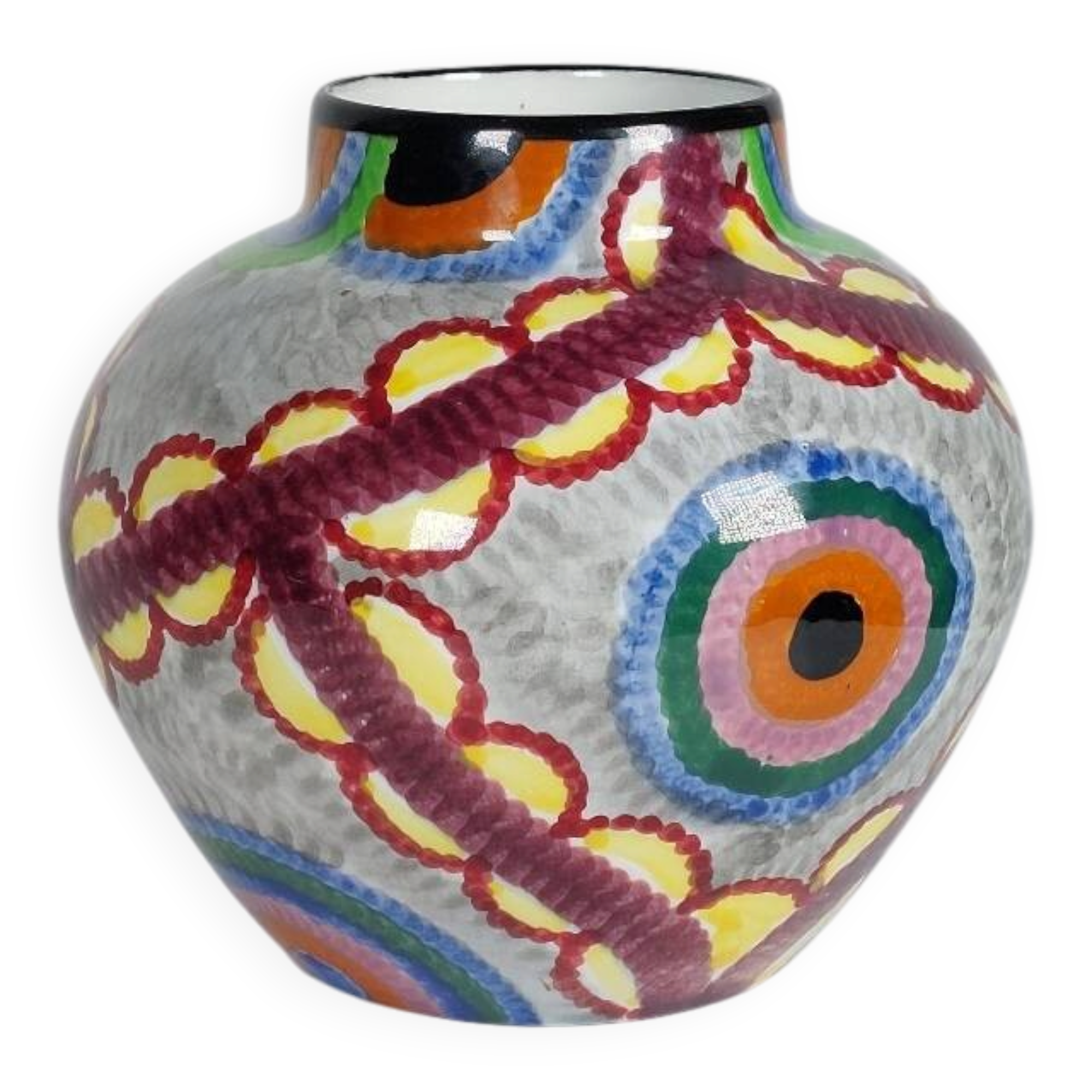Handpainted Art Deco vase by Eva Stricker Zeisel for Schramberg