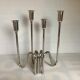 Pair of modernist candle holders silver metal PM Italy