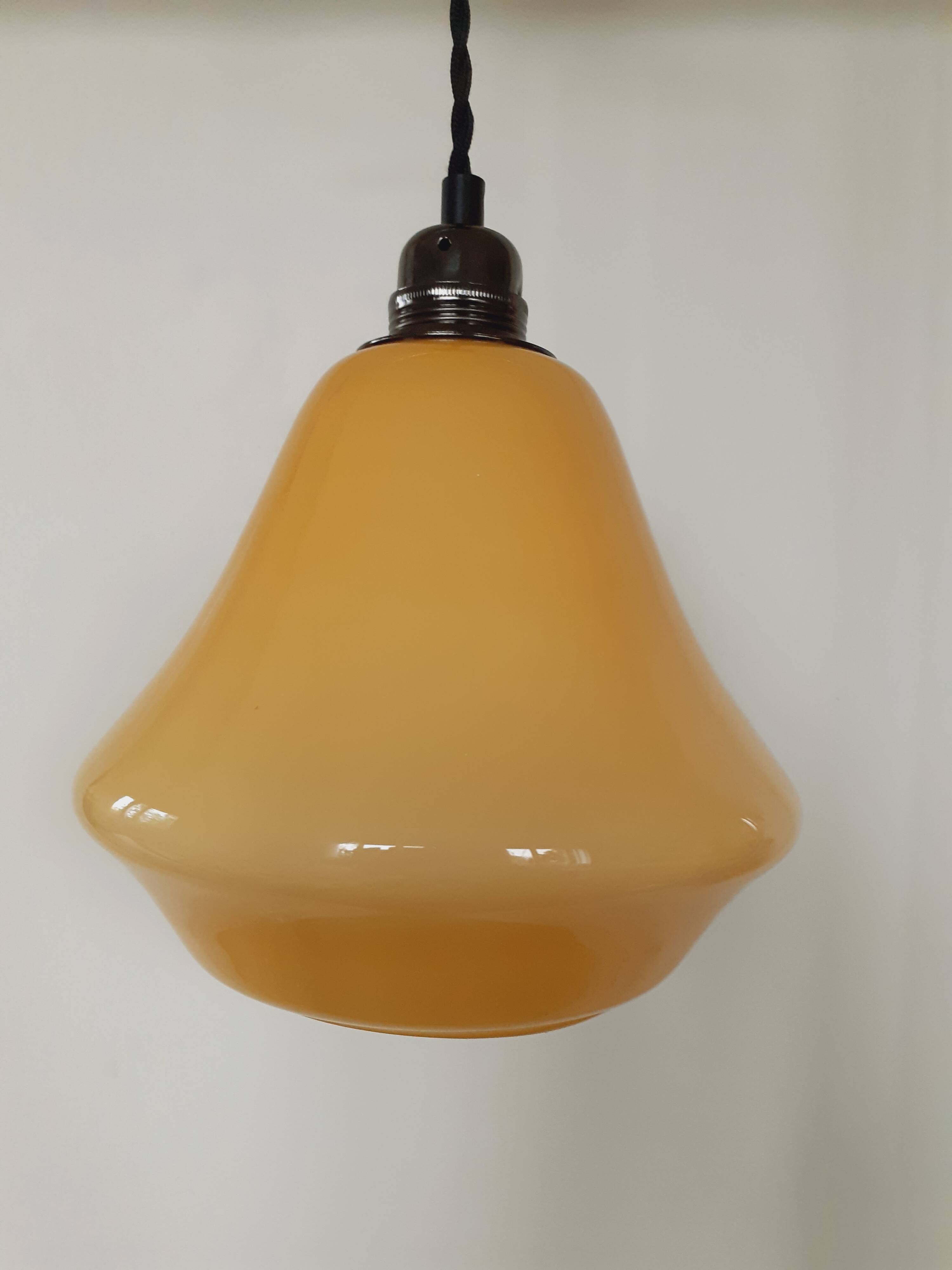 Vintage pendant light, yellow opaline.