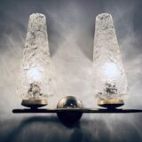 Applique double vintage • acier, laiton & verre • 1950