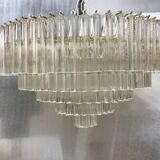 Contemporary clear triedro murano glass chandelier