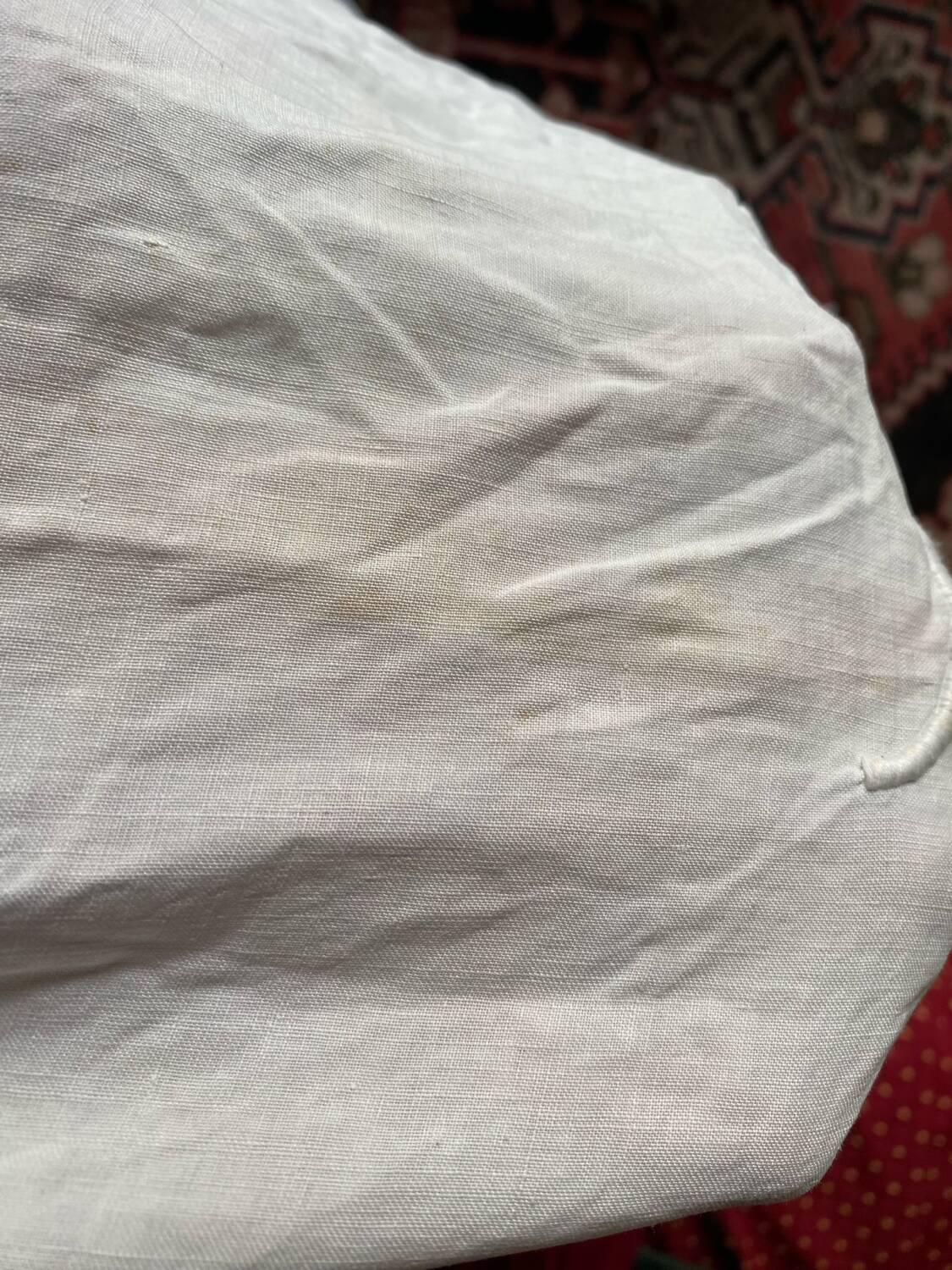 Monogram linen sheet, late 19th century.