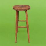 Old solid wood stool - height: 71 cm