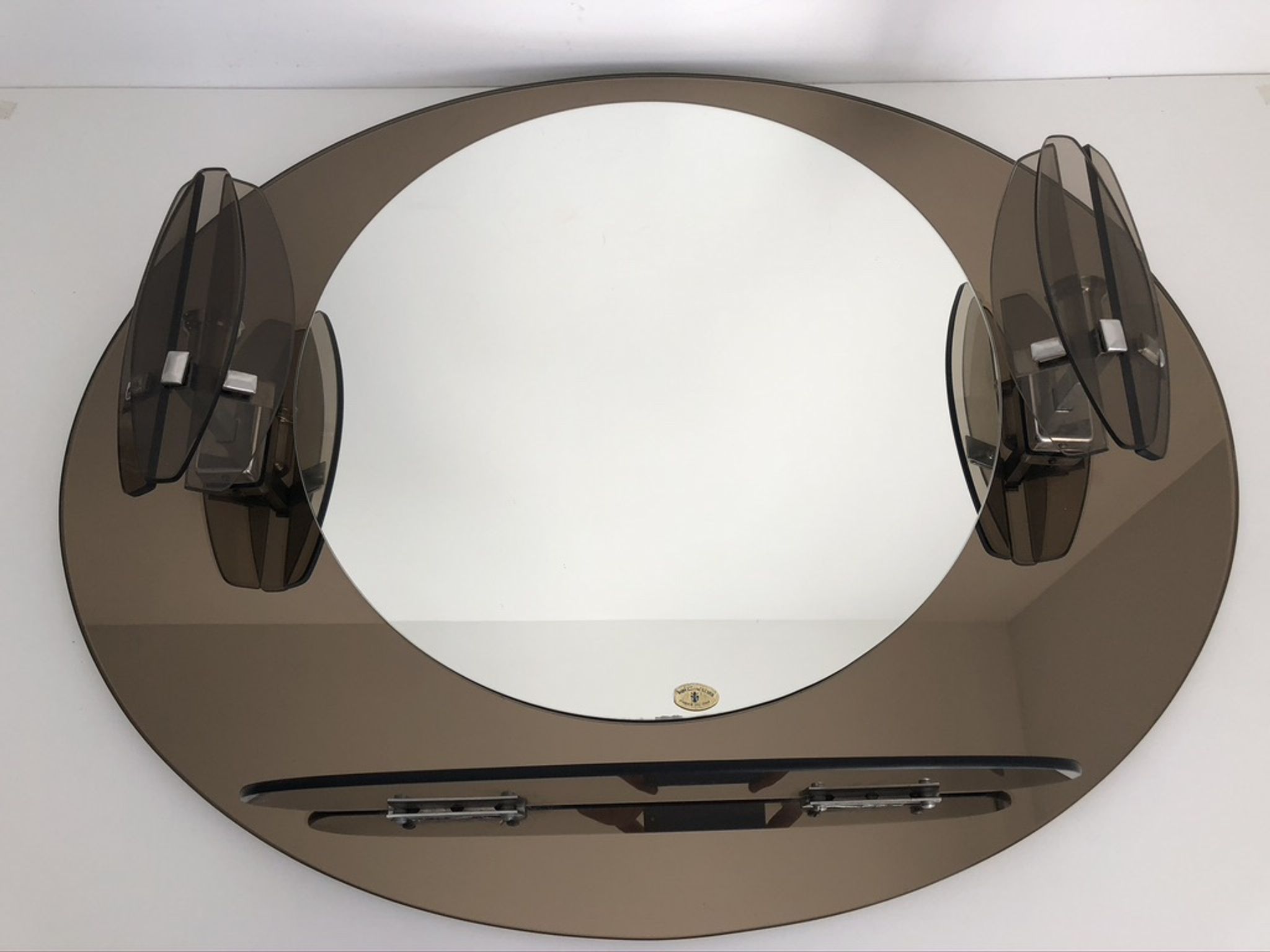 Lupi Crystal Luxor Mirror with 2 integrated wall lights and shelf