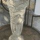 Set of two large, vintage, clear, molded glass vases on feet