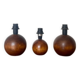 3 wooden ball lamp bases.