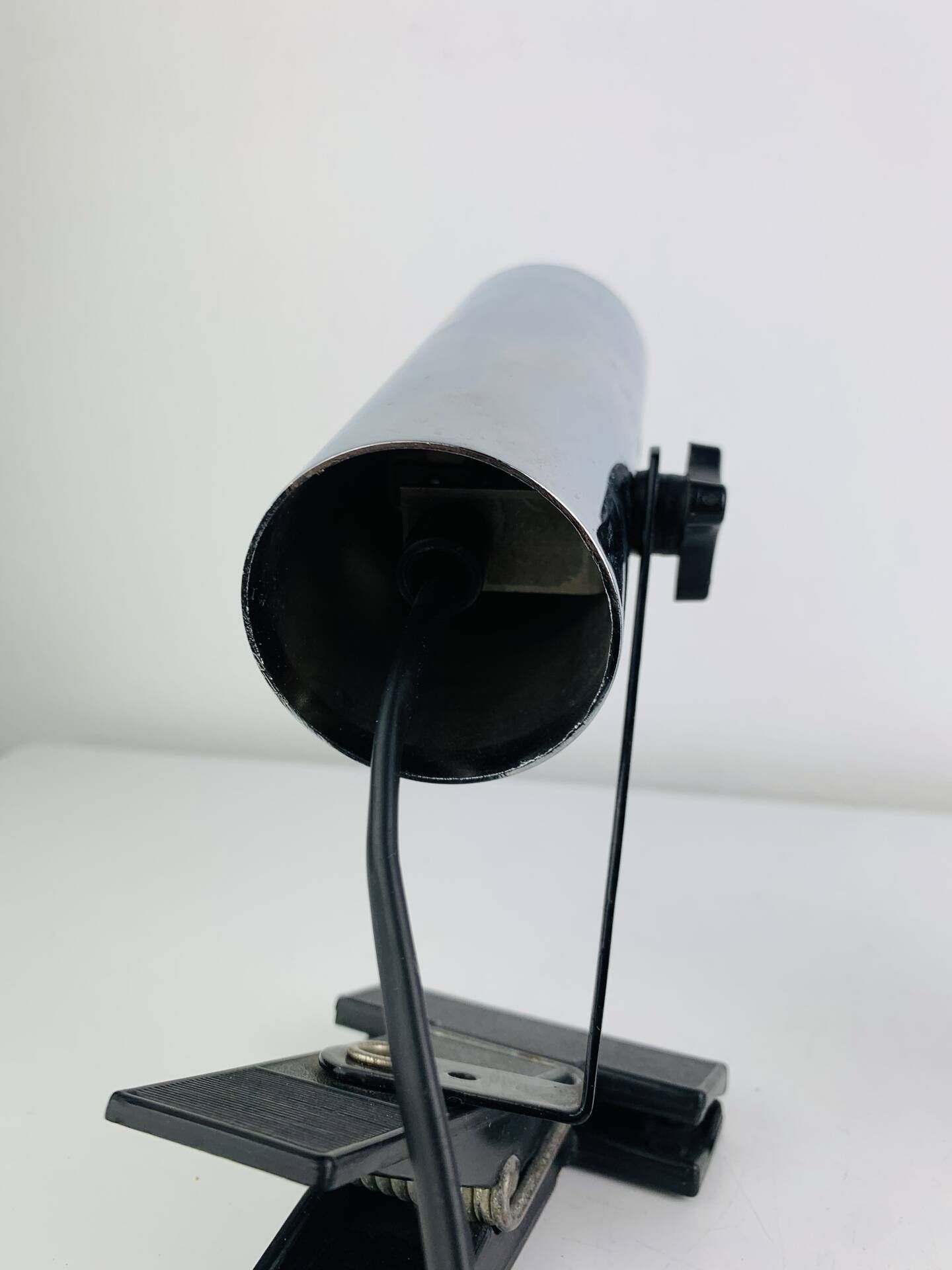 Pair of chrome clip-on spotlights, 1970s