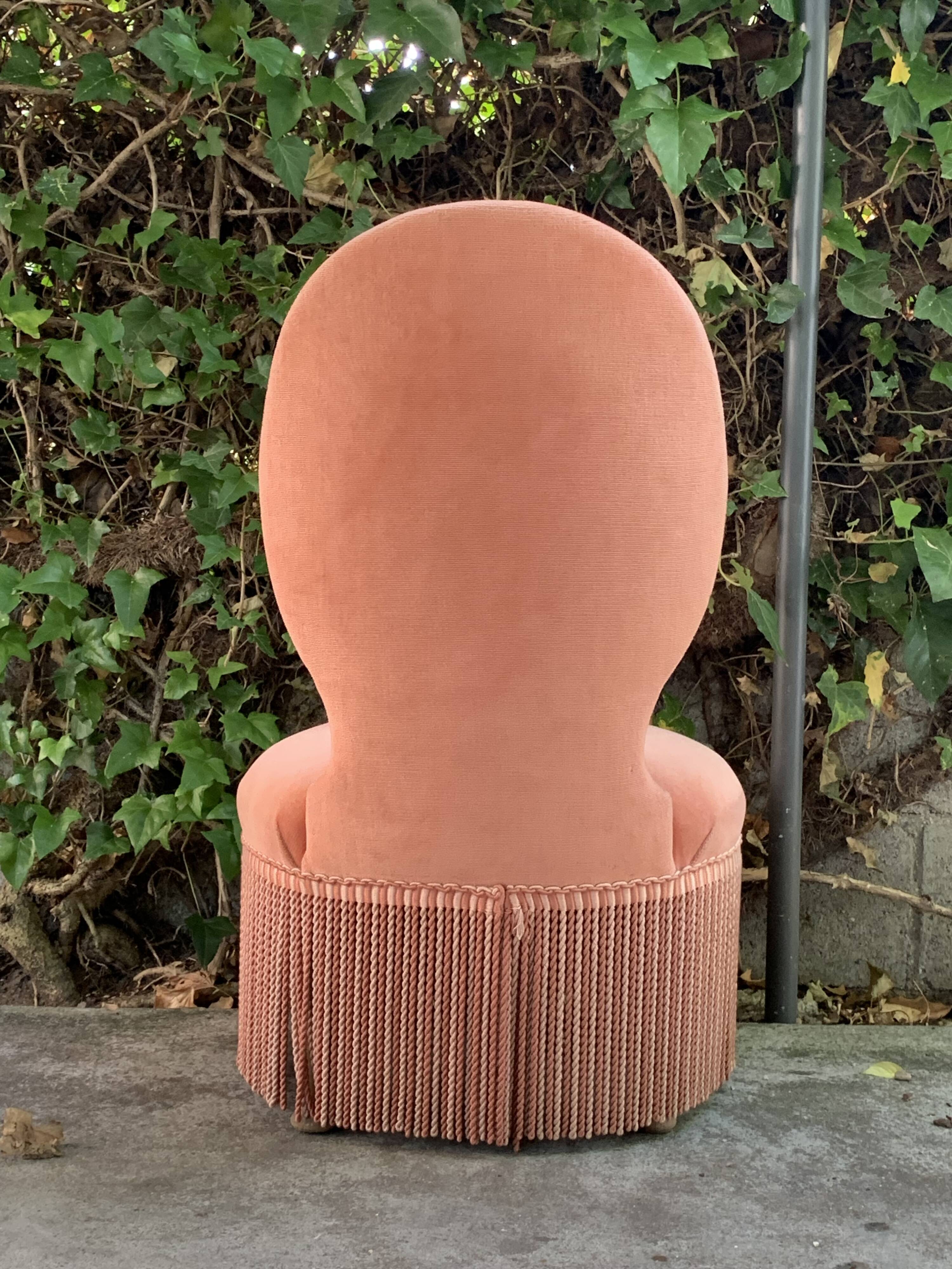 Vintage pink upholstered toad chair