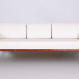 White Slezák sofa - 1930s Czechia - Leather, Beech and Chrome