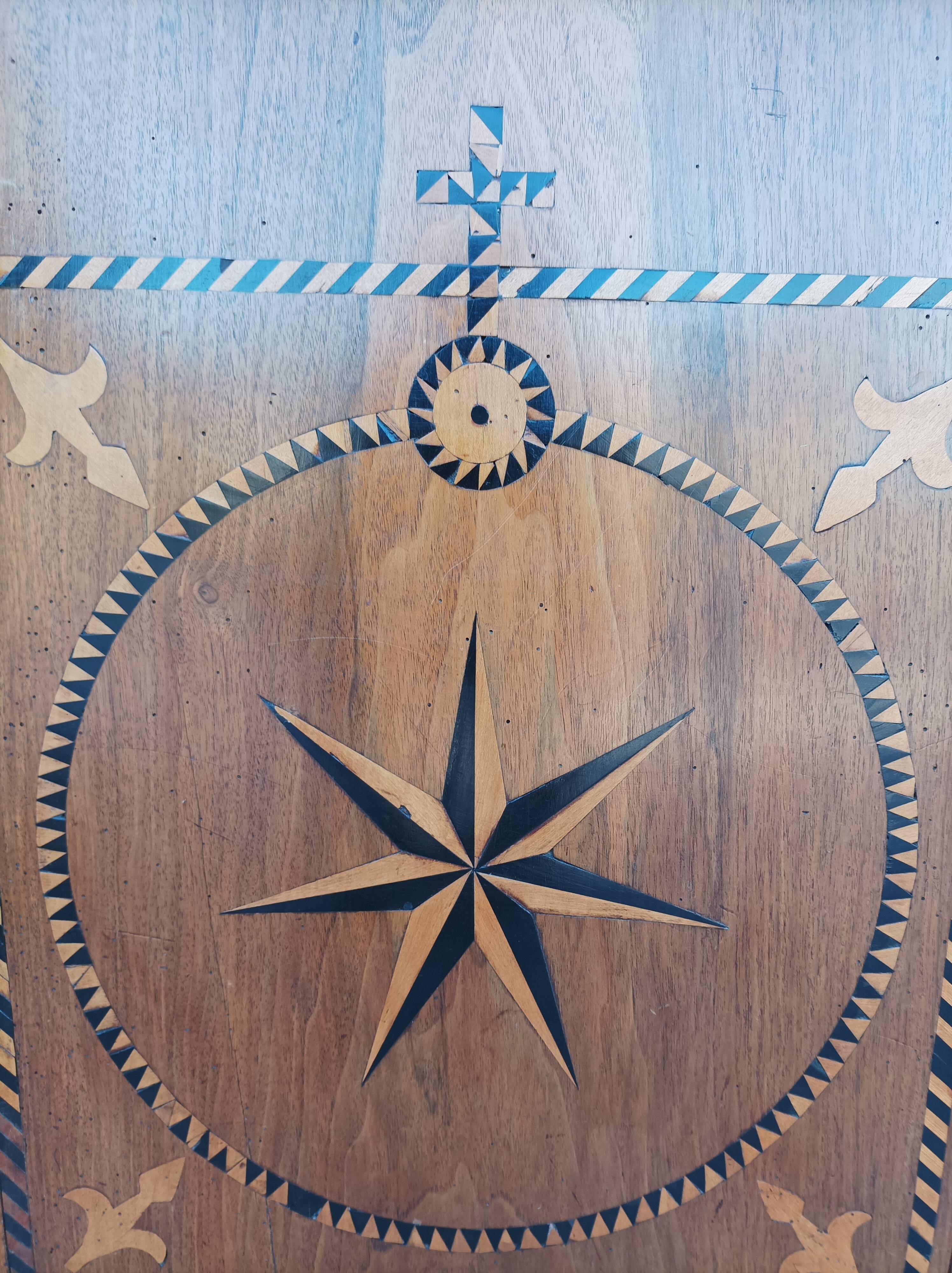 Inlaid walnut entryway sideboard