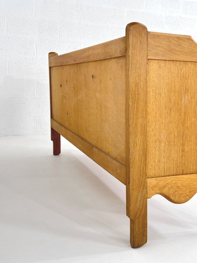 Small oak and leather enfilade by Guillerme and Chambron