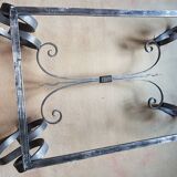 Table basse fer forge dessus marbre
