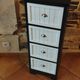 Wooden chest of drawers with 4 drawers refurbished - Black & White