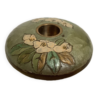 Cloisonne enamel and brass candle holder