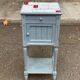Henri II bedside table in solid grey wood and marble