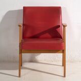 2 red armchairs, circa 1960