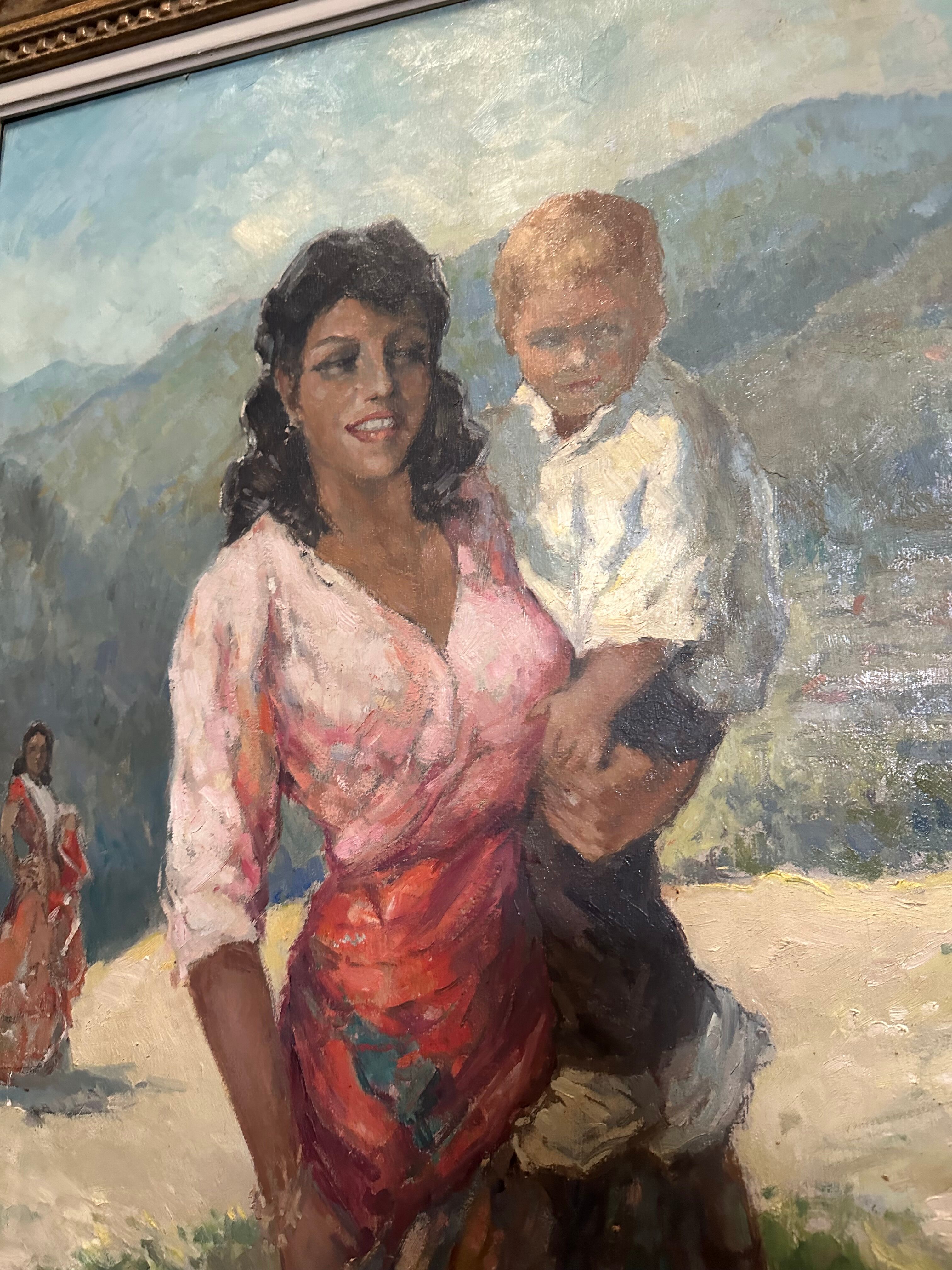 Oil on canvas Spanish Scene