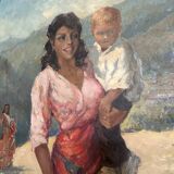 Oil on canvas Spanish Scene