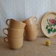 Set 6 coffee cups in sarreguemines sandstone france vintage