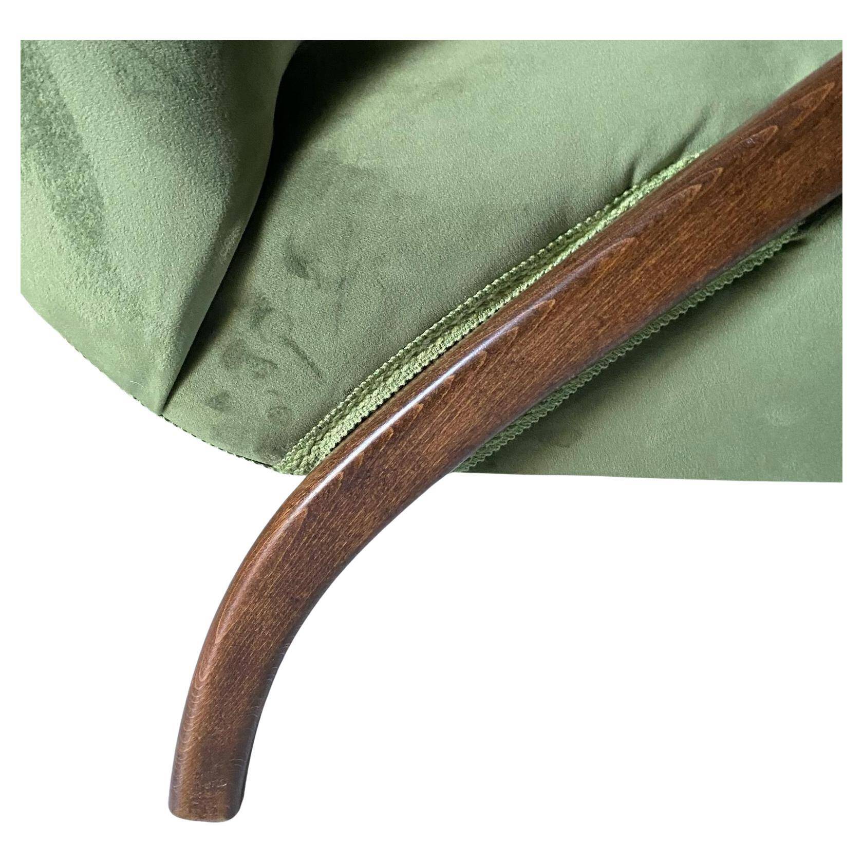 Midcentury modern Green Velvet Armchair, Guglielmo Ulrich, Italy 1950 's