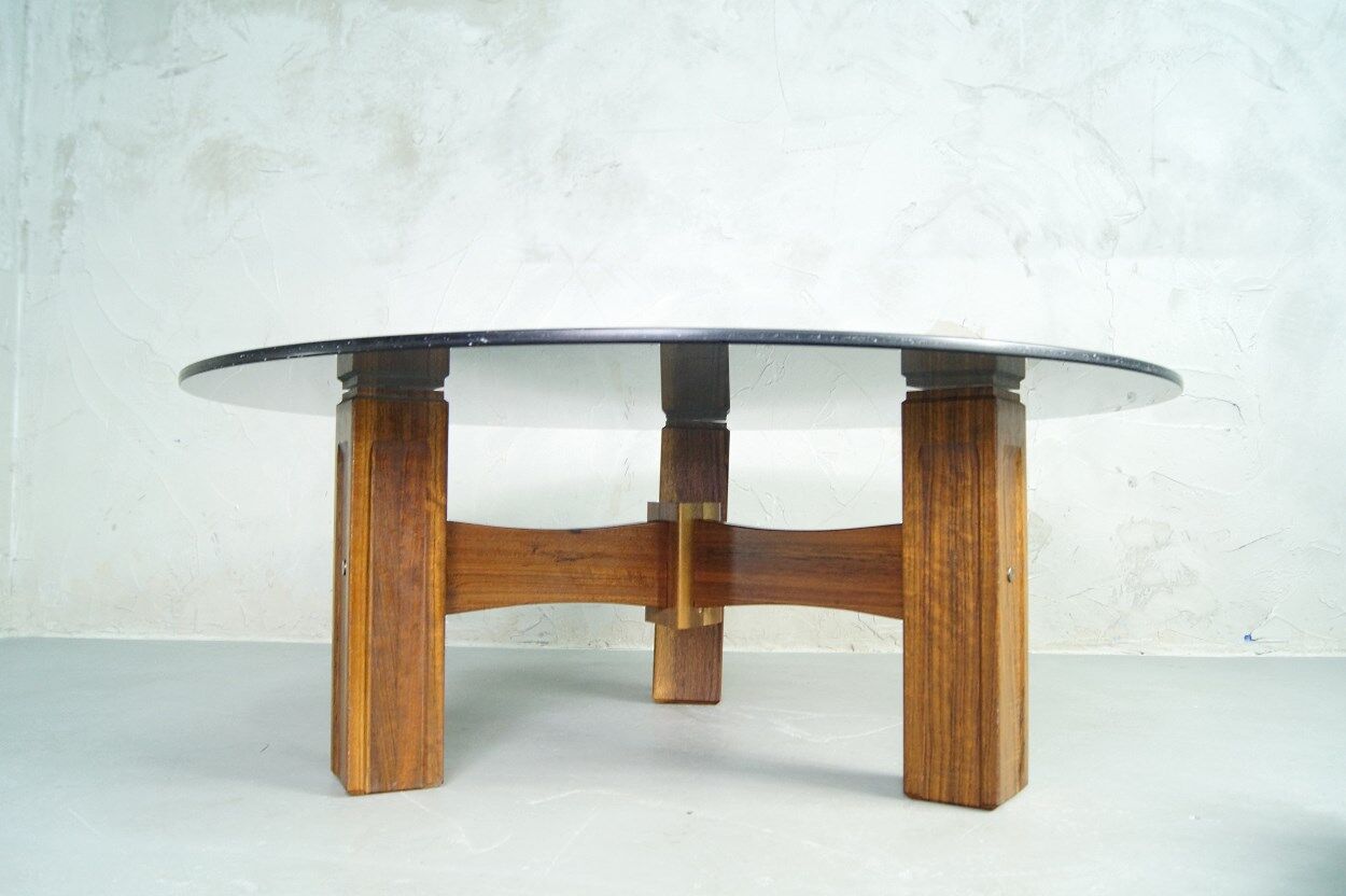 Table basse italienne moderne de bois de rose années 60