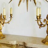 Pair of gilt bronze table lamps from the mid-20th century