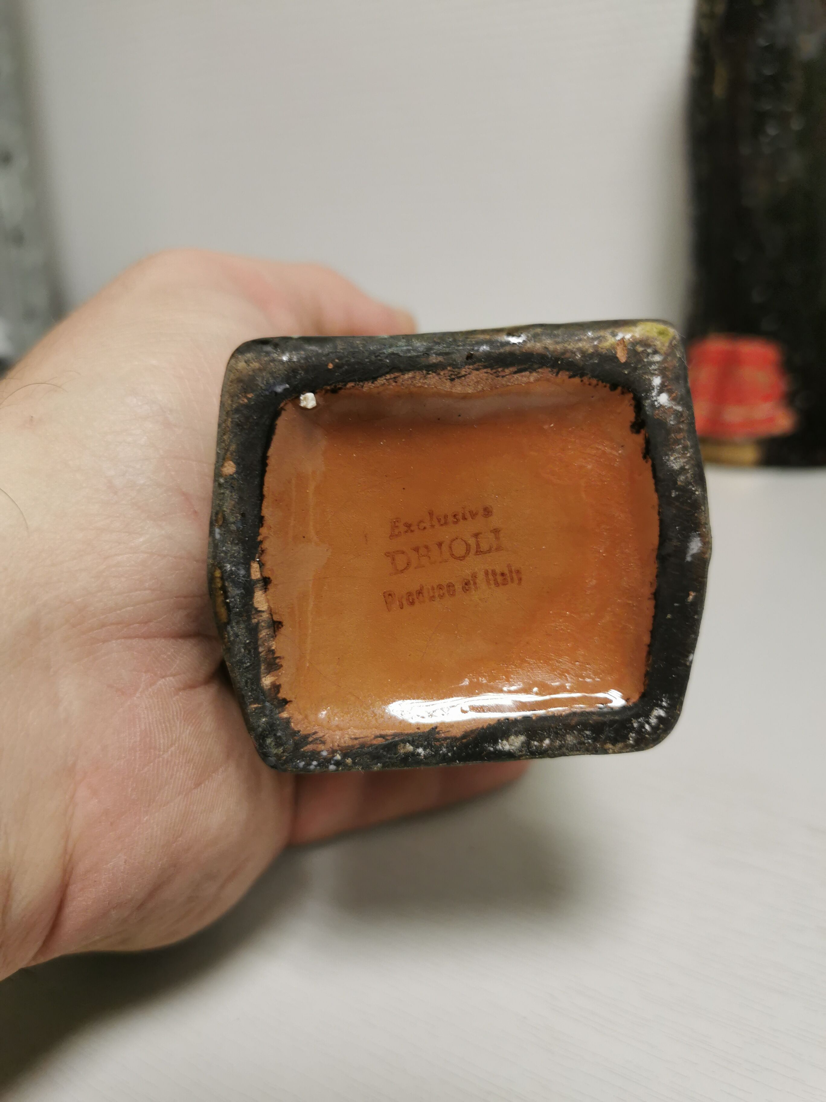 box of 3 vintage decanters , Ceramic bottles Italy DRIOLI MARASCHINO