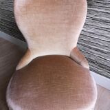 Small armchair toad in taupe velvet