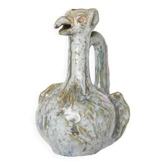 Zoomorphic pitcher in enameled stoneware by Félix Optat Milet (1838-1911)