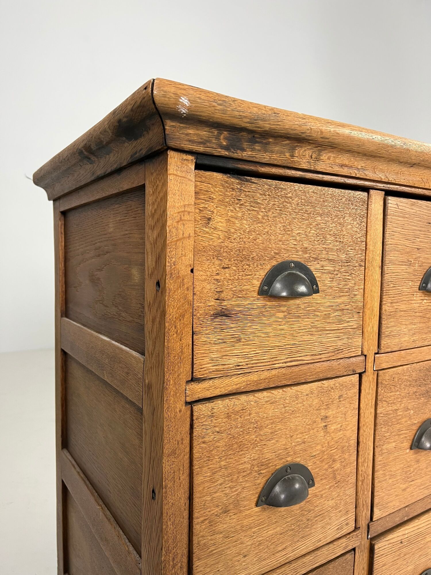 Pharmacy cabinet chest of drawers large oak antiques