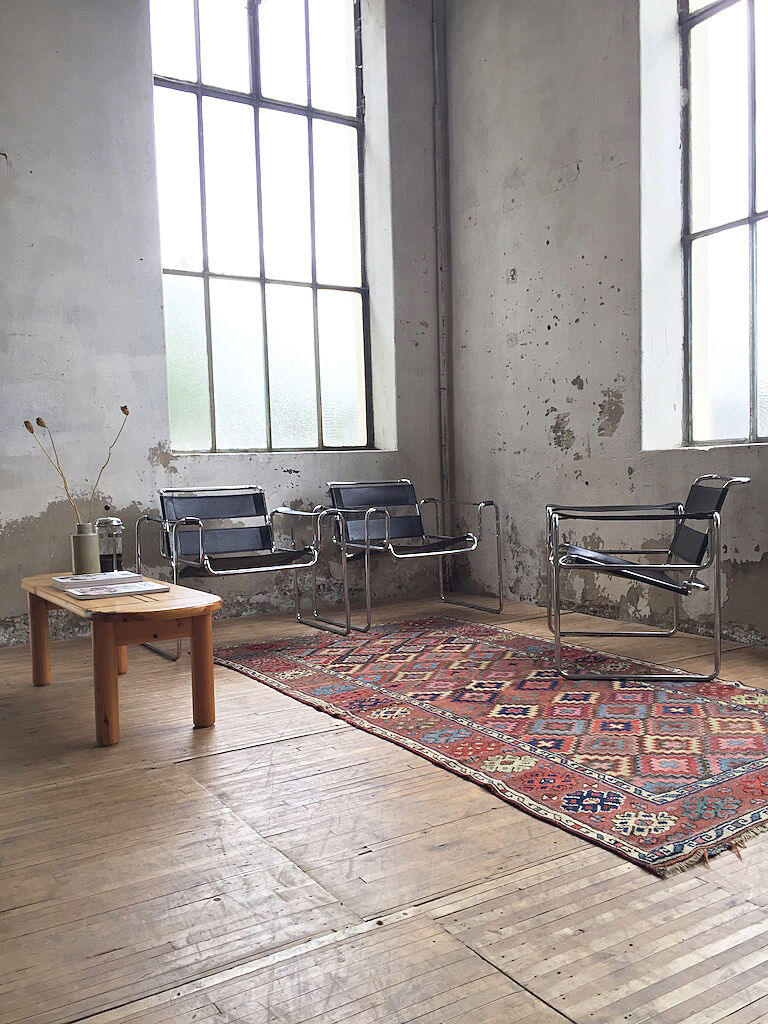 Bauhaus modernist leather chrome armchairs