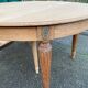 Renovated round Art Deco dining table in solid oak, 1950, 230cm extendable.