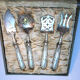 Art Nouveau cute service, 4 filled silver cutlery, chiseled, hallmark